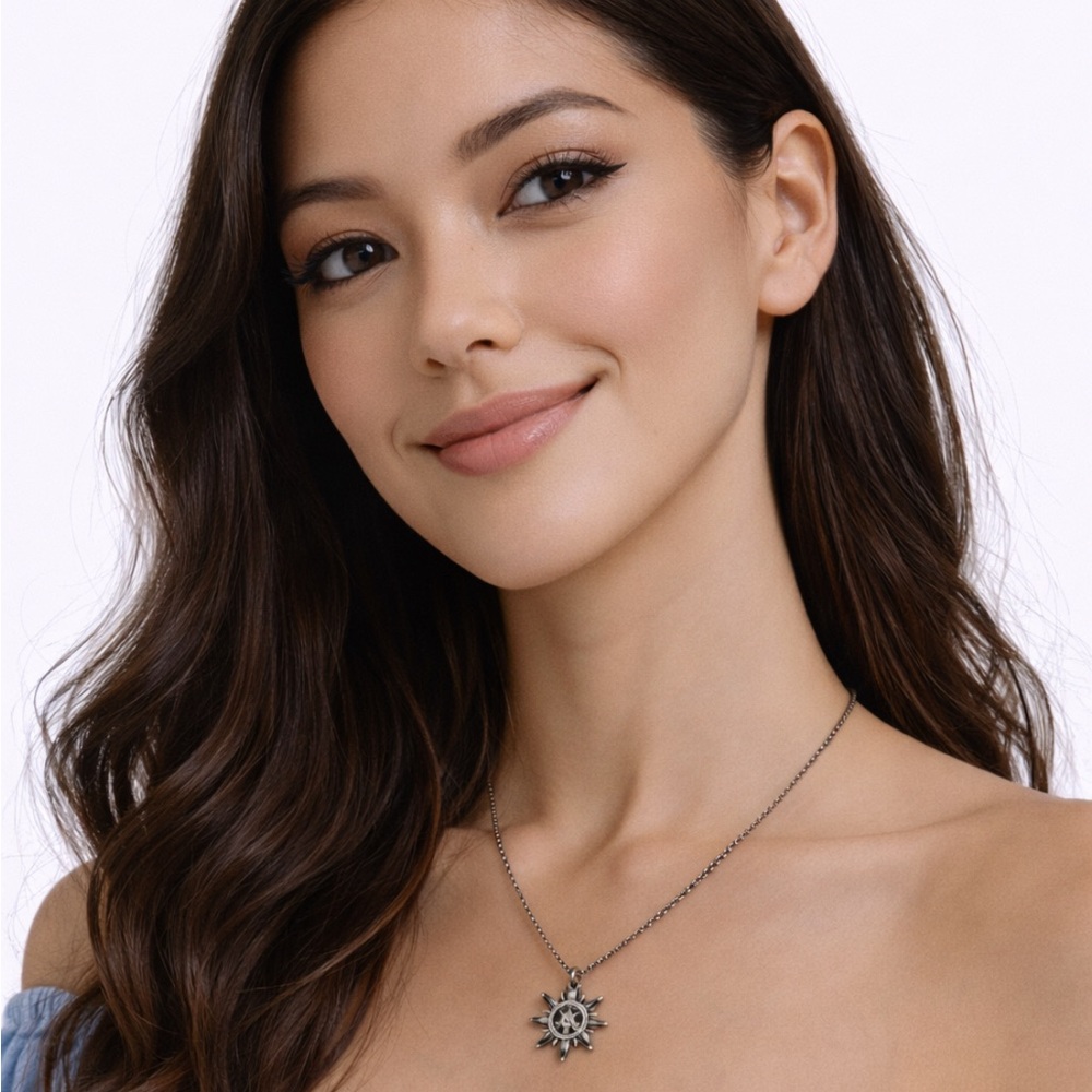 Silver Sun Pendant Necklace